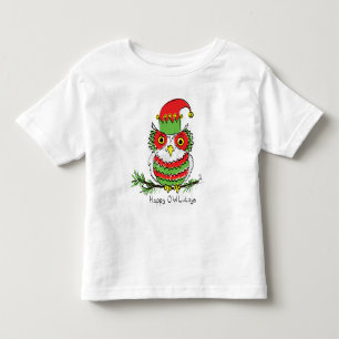 Owl Christmas Funny Cartoon Toddler T-Shirt