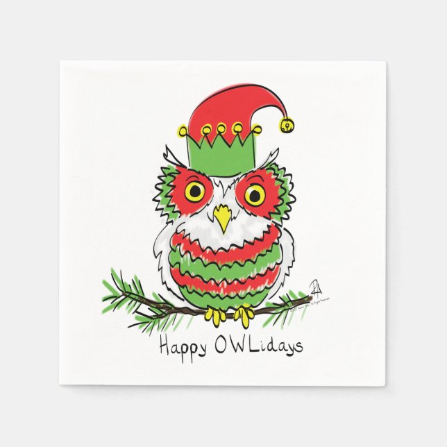 Owl Christmas Funny Napkin (Front)
