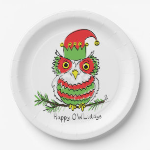 Owl Christmas Funny Paper Plate