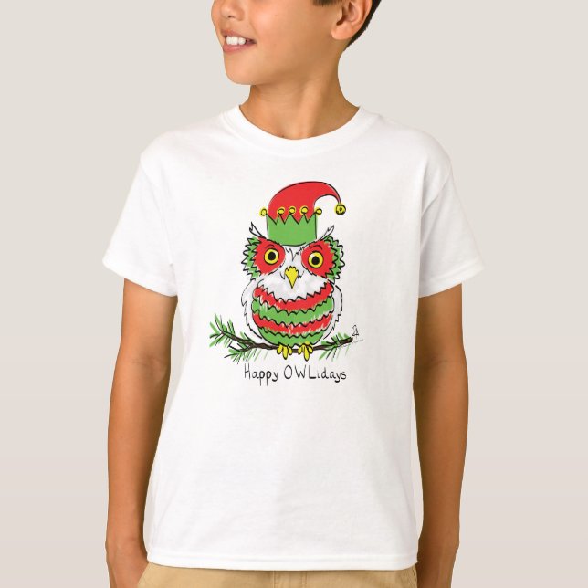 Owl Christmas Funny T-Shirt (Front)