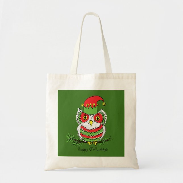 Owl Christmas Funny Tote Bag (Front)