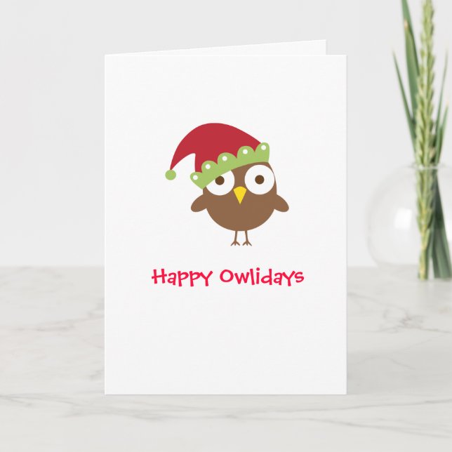 Owl Christmas Greeting Card (Front)