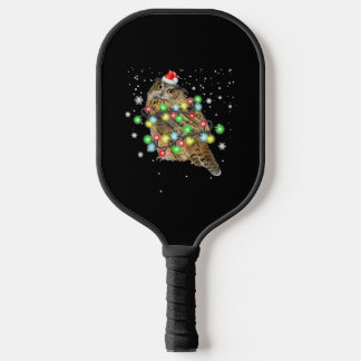 Owl Christmas Lights Funny Xmas Owl Lover Gift Pickleball Paddle