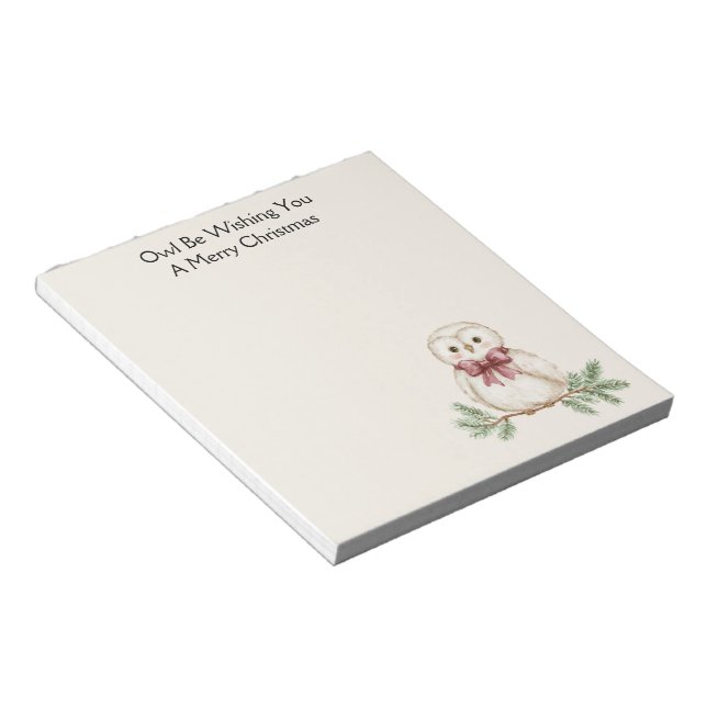 Owl Christmas Notepad (Angled)