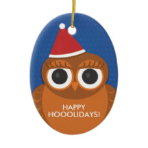 Owl Christmas Santa hat ornament