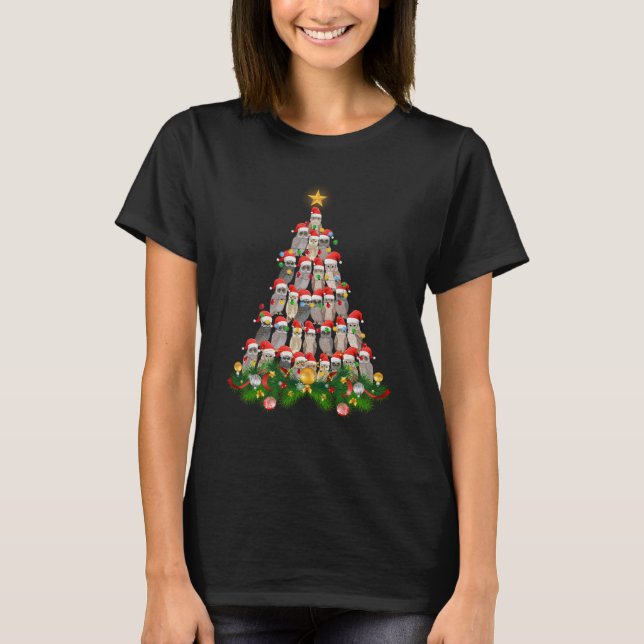 Owl Christmas Tree Merry Christmas T-Shirt (Front)