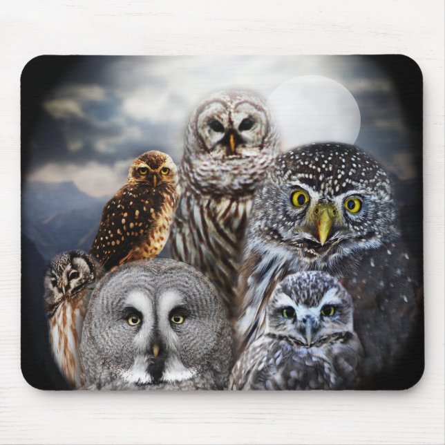 Owl Collage Mouse Mat (Front)