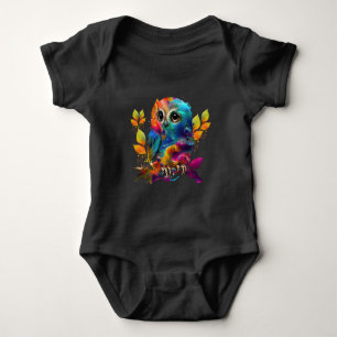 OWL COLORFUL ABSTRACT BABY BODYSUIT