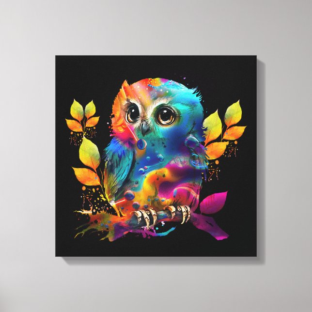 OWL COLORFUL ABSTRACT  CANVAS PRINT (Front)
