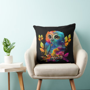 OWL COLORFUL ABSTRACT CUSHION