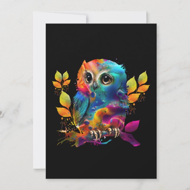 OWL COLORFUL ABSTRACT   INVITATION (Front)