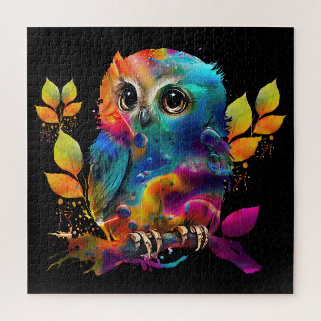 OWL COLORFUL ABSTRACT  JIGSAW PUZZLE (Vertical)