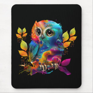 OWL COLORFUL ABSTRACT MOUSE MAT