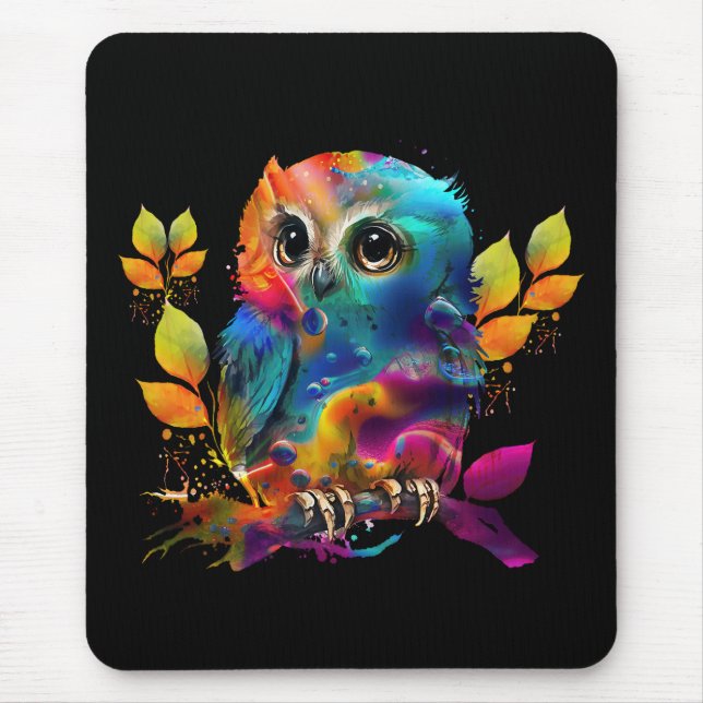 OWL COLORFUL ABSTRACT  MOUSE MAT (Front)