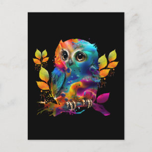 OWL COLORFUL ABSTRACT   POSTCARD