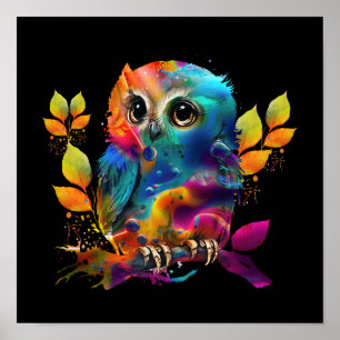 OWL COLORFUL ABSTRACT  POSTER