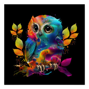 OWL COLORFUL ABSTRACT  POSTER
