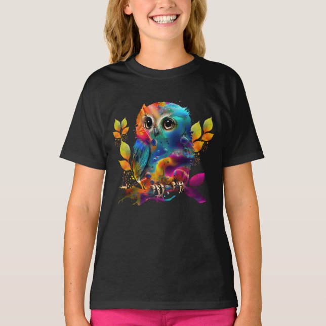 OWL COLORFUL ABSTRACT  T-Shirt (Front)