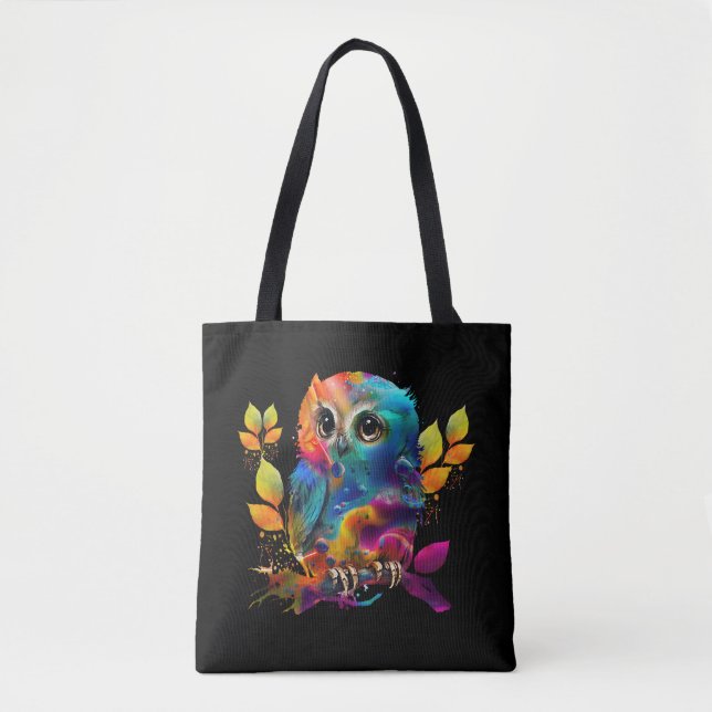 OWL COLORFUL ABSTRACT  TOTE BAG (Front)