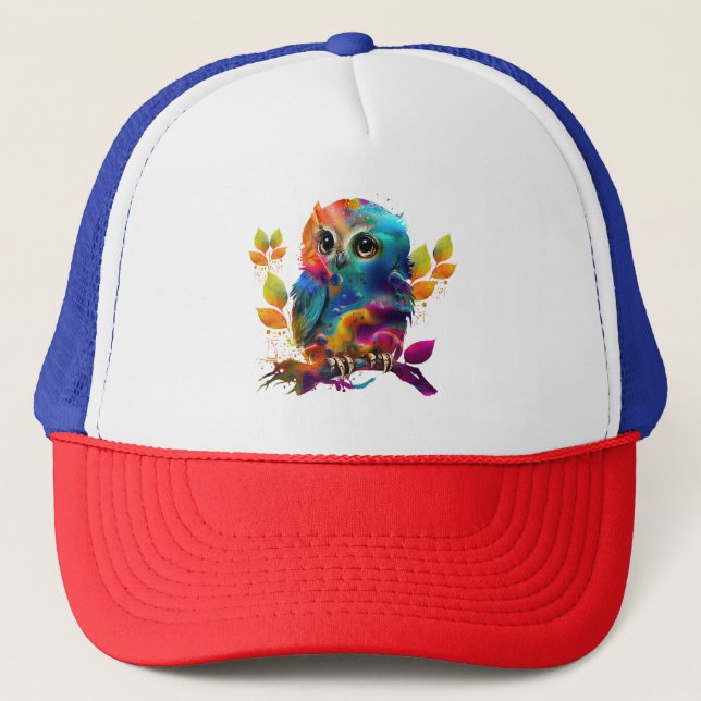 OWL COLORFUL ABSTRACT  TRUCKER HAT (Front)