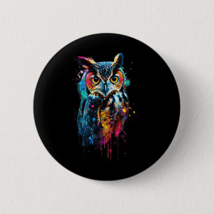 Owl Colourful 6 Cm Round Badge