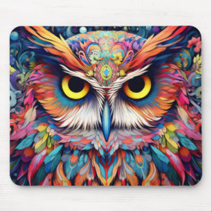 Owl Colourful Animal Enchanting Abstract  Mouse Mat