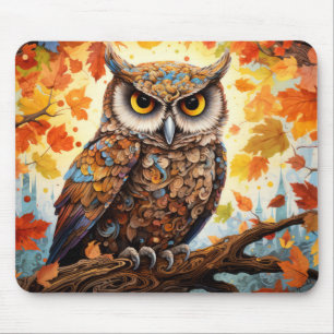 Owl Colourful Animal Enchanting Abstract Mouse Mat