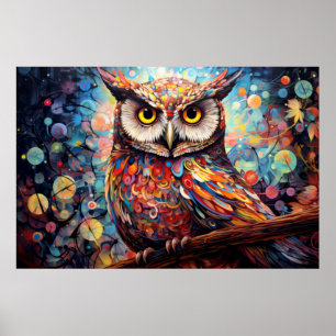 Owl Colourful Animal Enchanting Abstract  Poster
