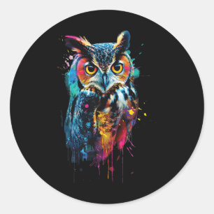 Owl Colourful Classic Round Sticker