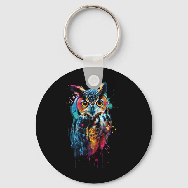 Owl Colourful  Key Ring (Front)