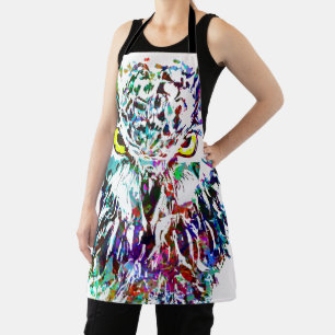 Owl   Colourful Owl Drawing   Abstract Painting Apron