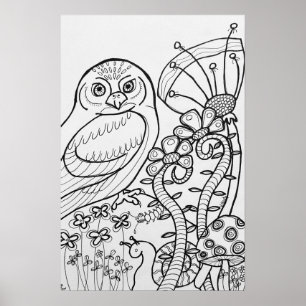 Owl colouring poster 16" x24" poster