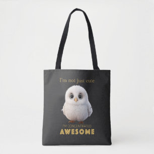 Owl Concentrated Awesome Cute Adorable Funny Quote Tote Bag