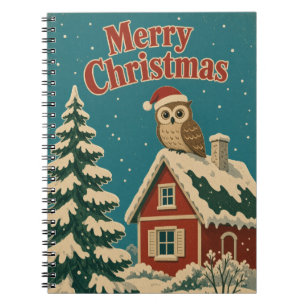 Owl Cottage Yard Animal Christmas Notebook