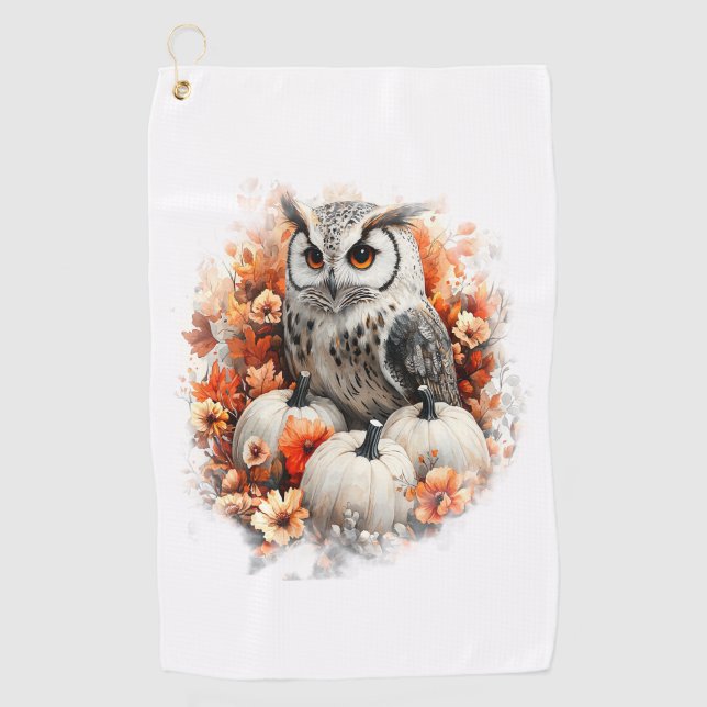 Owl Country Pumpkin Golf Towel (Front)