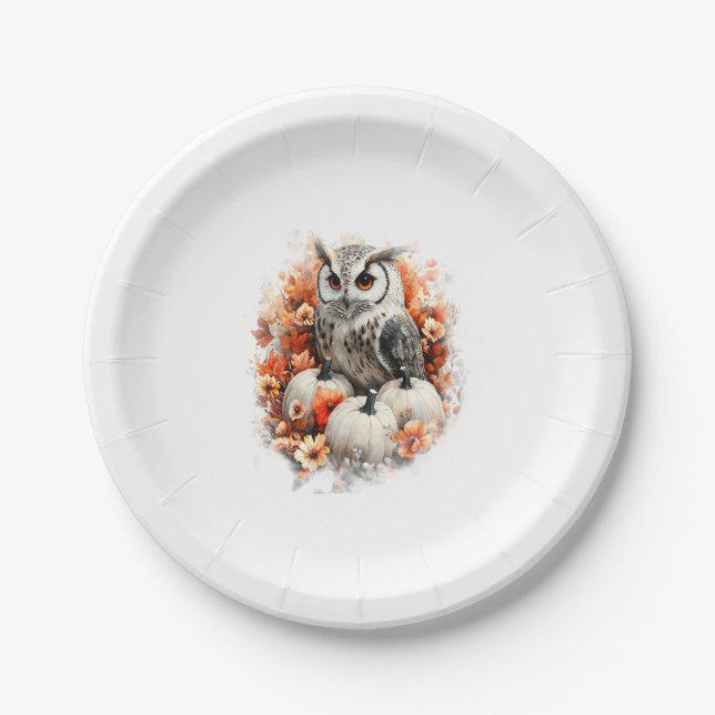 Owl Country Pumpkin Paper Plate (Front)