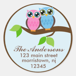 Owl Couple Address Labels