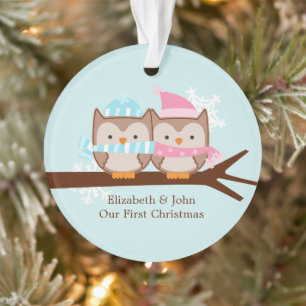 Owl Couple Custom Christmas Ornament