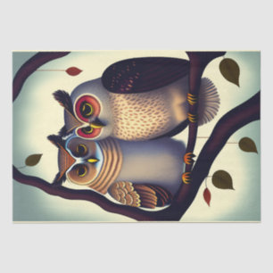 Owl Couple Illustration Decoupage Tissue Paper