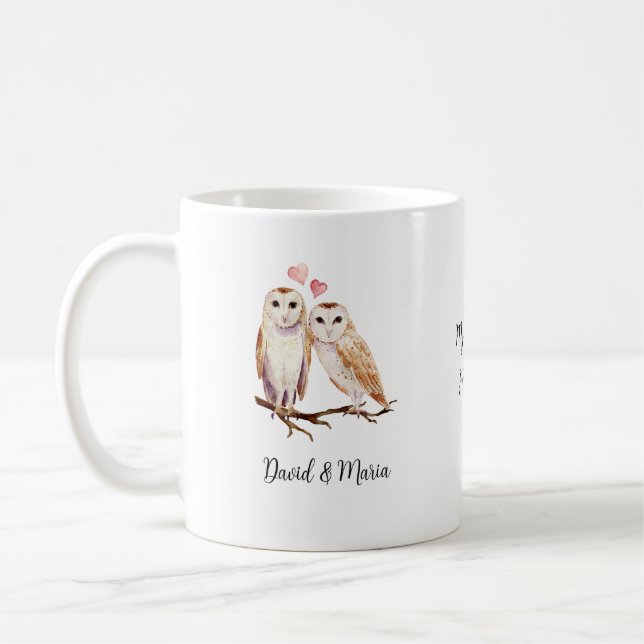 Owl Couple in Love Coffee Mug (Left)