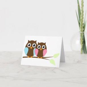 Owl couple on a branch card