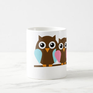 Owl couple on a branch coffee mug