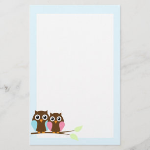 Owl couple on a branch stationery