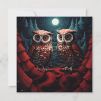 Owl couple pines and snow