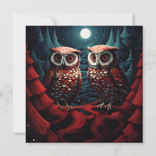 Owl couple pines and snow