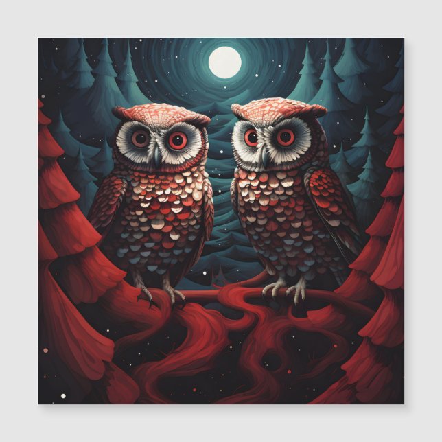 Owl couple pines and snow (Front)