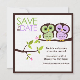 Owl Couple Wedding Save the Date