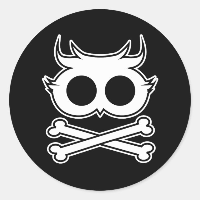 Owl Cross Bone Classic Round Sticker (Front)