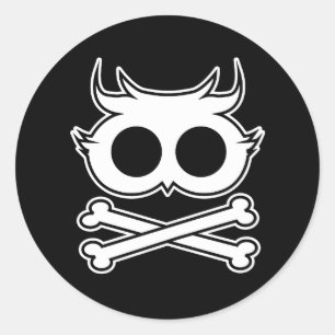 Owl Cross Bone Classic Round Sticker
