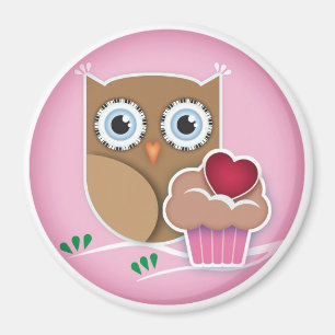 Owl Cupcake Magnet